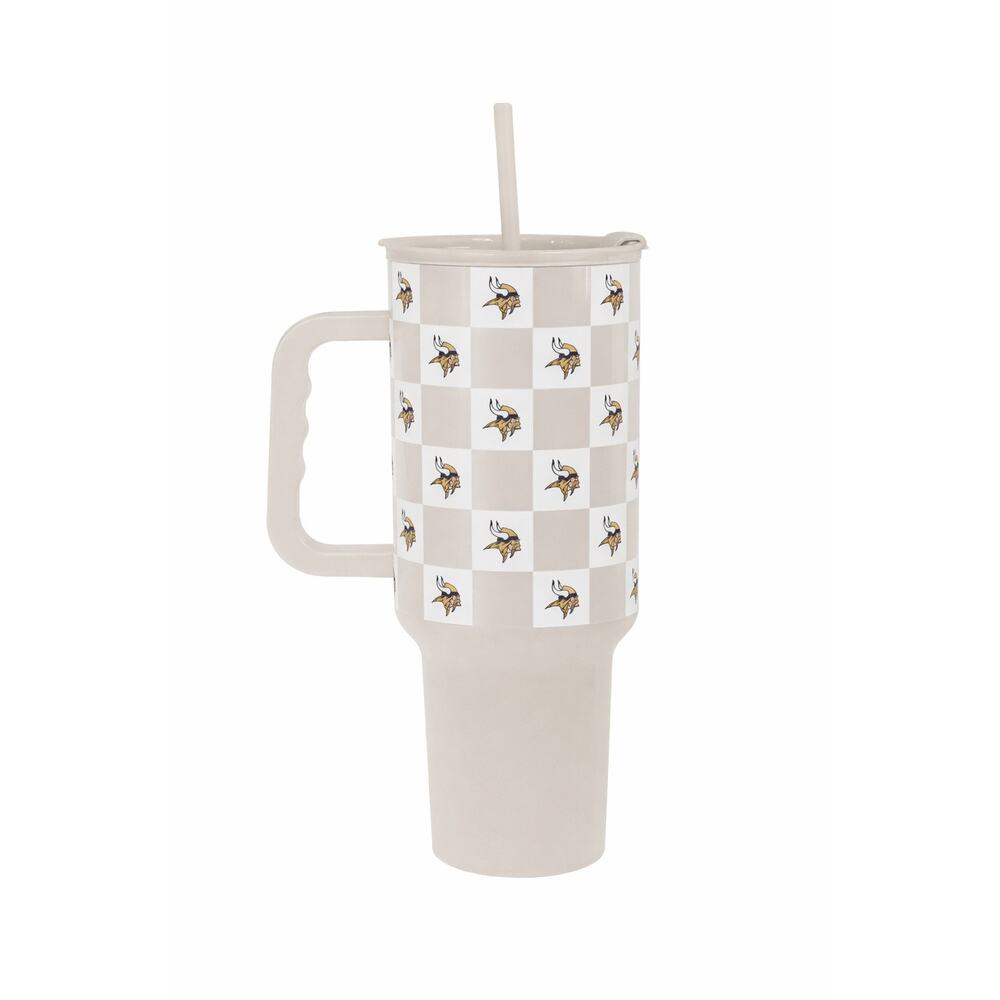 NEW Minnesota Vikings 40oz Tumbler Cup Handle Straw Insulated NFL Game Day Gift